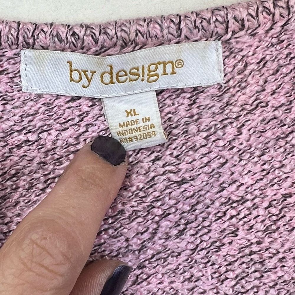 By Design Women's Knit V Neck Long Sleeve Pullover Sweater Heather pink Size 1X - Picture 9 of 9